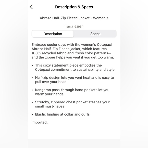 Cotopaxi Abrazo Half-Zip Fleece Jacket - Picture 10 of 12